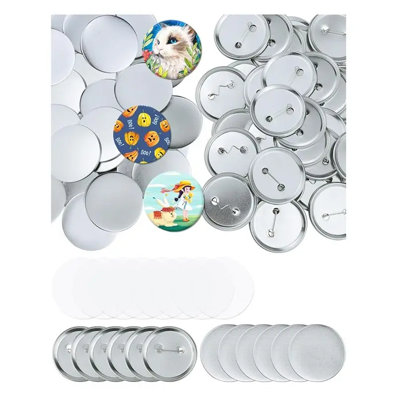 

Набор заготовок для значков Happy New-Button Blanks Kit Diysupplies для изготовления значков на заказ, включает металлические основы, застежки для значков и прозрачную пленку.