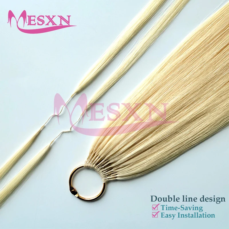 MESXN وصلات شعر بخط مزدوج شعر بشري 100% شعر طبيعي حقيقي مريح وغير مرئي 16 "-26" أشقر بني أسود