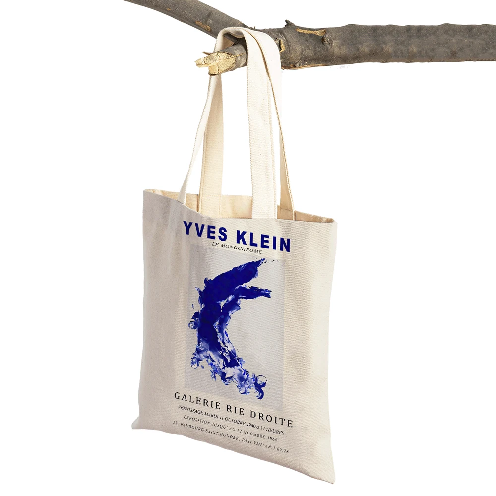 Abstract Yves Klein Blue Women Shopping Bags Double Print Eco Casual Nordic Shopper Bag Lady Canvas Tote Reusable Travel Handbag