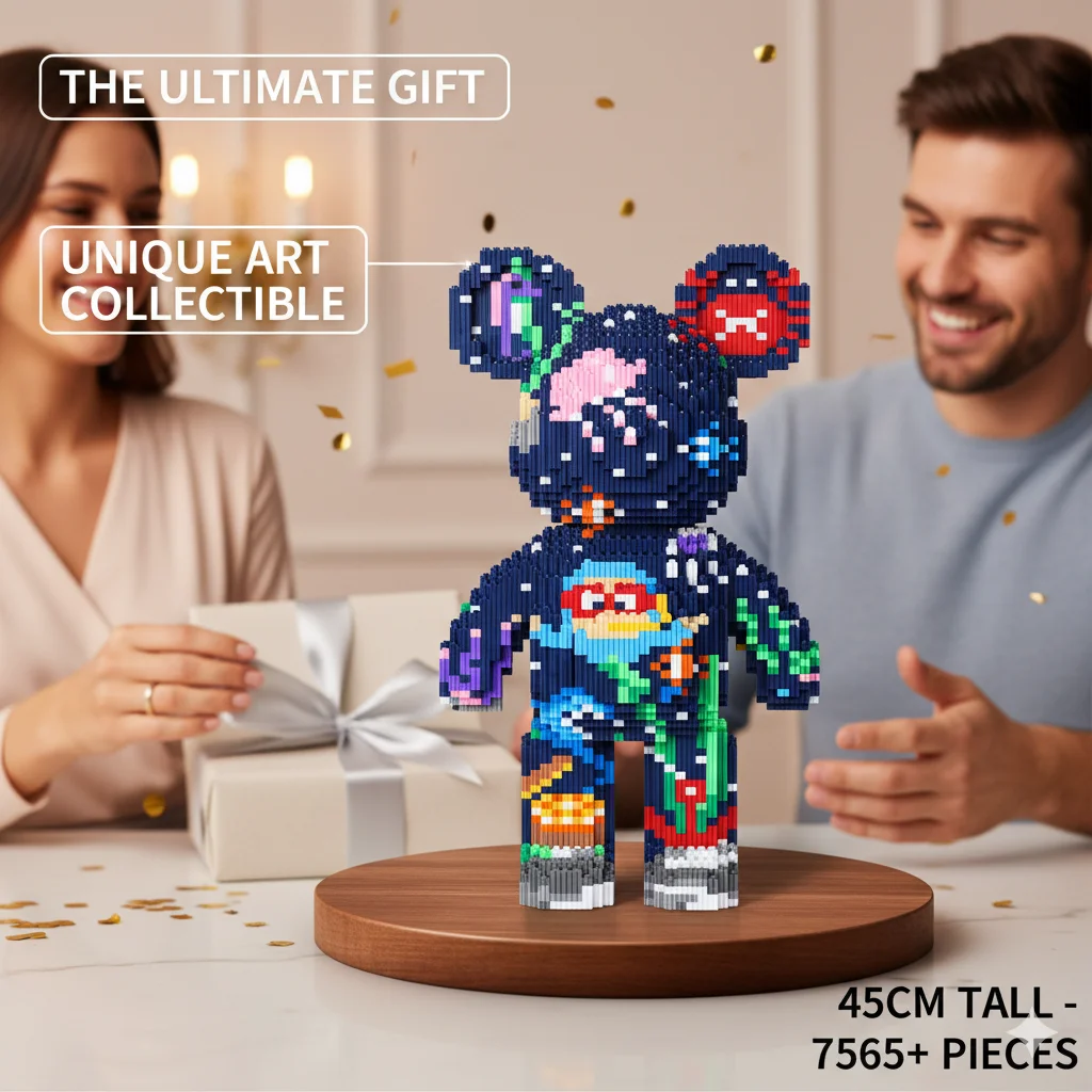 Blocs de construction ours de dessin animé 45cm, jouet à assembler coloré, Puzzle, figurine adaptée à la plupart des systèmes de briques pour enfants et adultes, décor cadeau