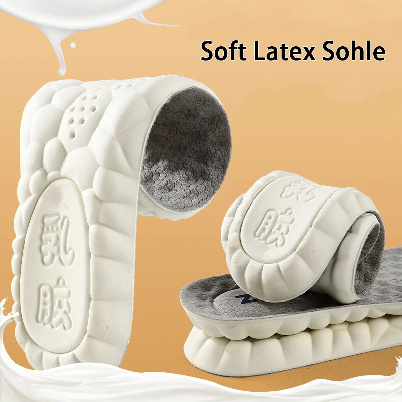 super soft Latex elastic insoles breathable anti-odor insole shock-absorbing soles men's Running sports insoles 1pair