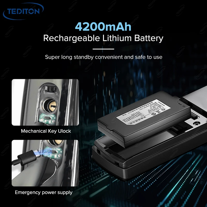 004 Tediton Waterproof Outdoor Automatic Electric Wi-fi CameraTuya Fingerprint Digital Tuya 3d Face Recognition Smart Door Lock