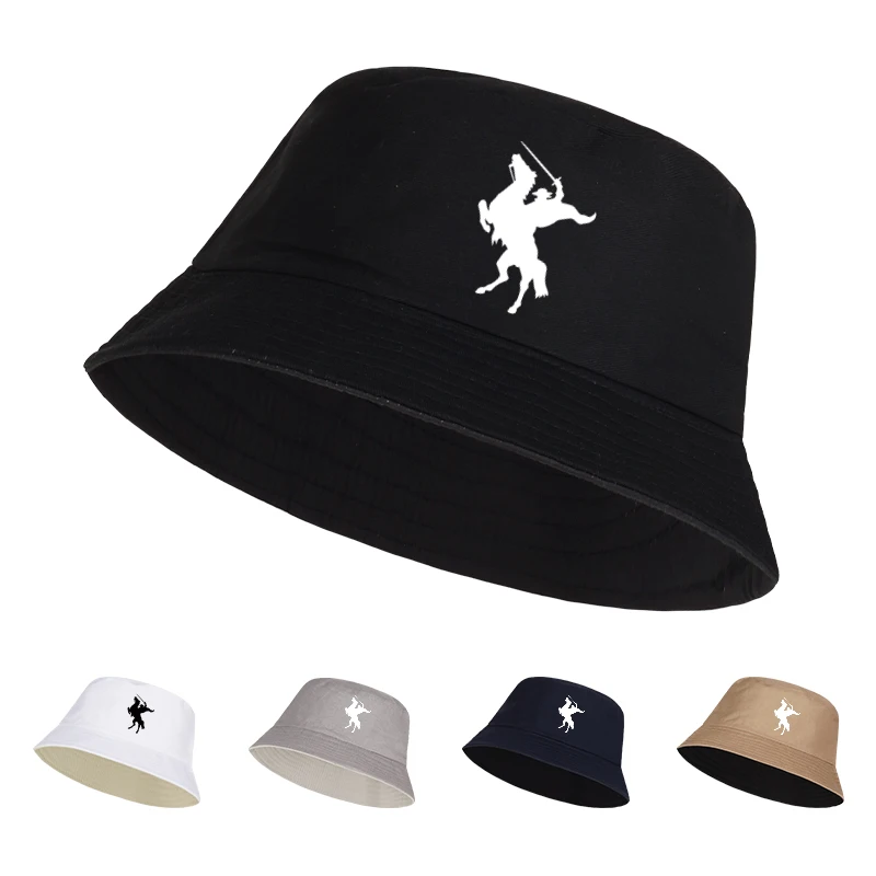 Knight Horse Rider Print Bucket Hat Casual Foldable Fisherman Hat for Men Women Daily Streetwear Outdoor Travel Vacation