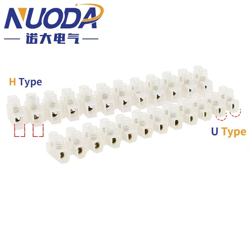 

10pcs 5/6A 12 Position U H Type Plastic Barrier Terminal Strip Block Barrier Screw Block Connection Strips for Electrical Wiring