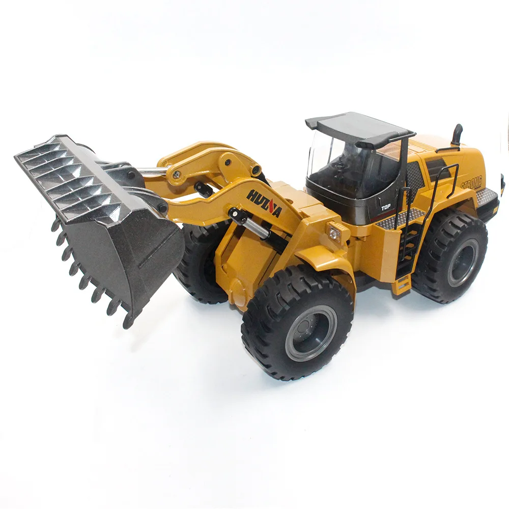 Huina 1583 1:14 Heavy-duty 4-drive 2.4g Wireless Frequency Alloy Body Bulldozer Children\'s Remote-controlled Toy Car 10 Channel