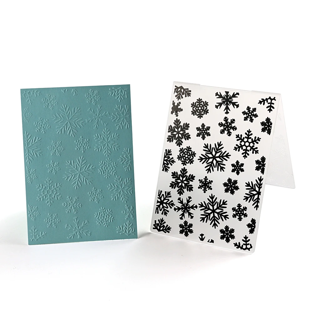 Plastic Embossing Folders 14.4x10.5x0.2cm DIY Plastic Die Art Crafts Album Decoration Snowflake Pattern for Christmas Decoration