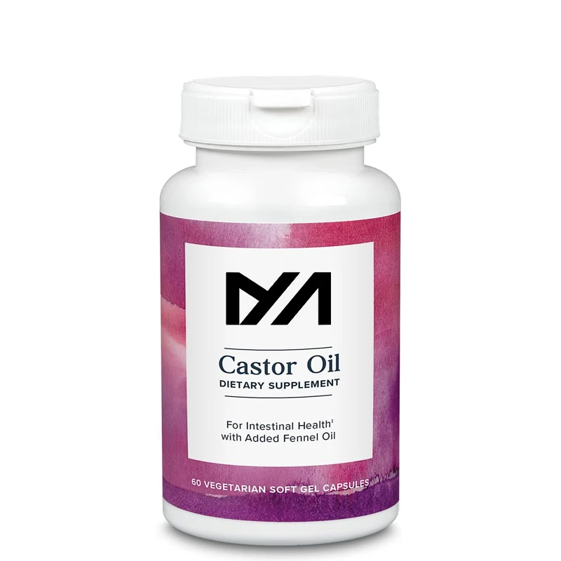 

Castor oil supplement 725 milligrams, healthy and clean, intestinal balance and digestive support, * with added fennel oil