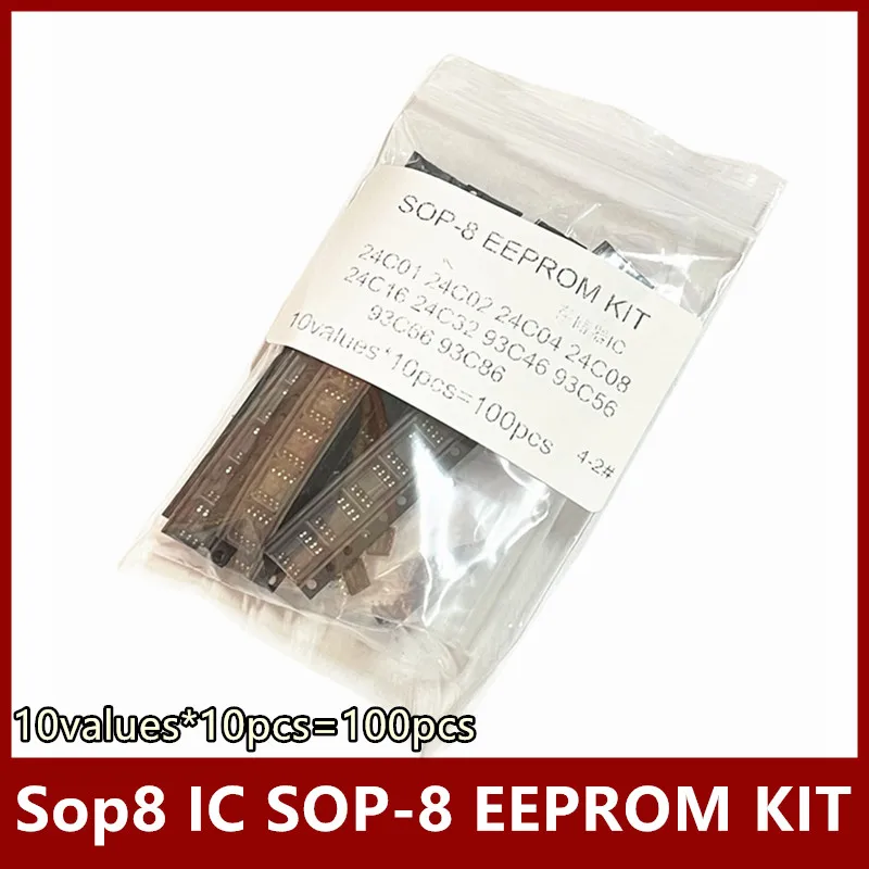 10values*10pcs=100pcs 24C01 24C02 24C04 24C08 24C16 24C32 93C46 93C56 93C66 93C86 SOP sop8 IC SOP-8 EEPROM KIT