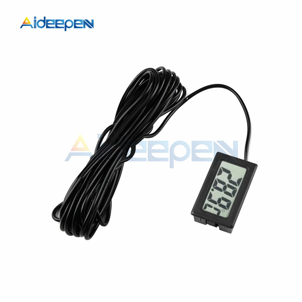 Imagem -04 - Mini Sensor de Temperatura Lcd Interno Digital Termômetro Incorporado Instrumentos de Calibre com Cabo 5m Conveniente