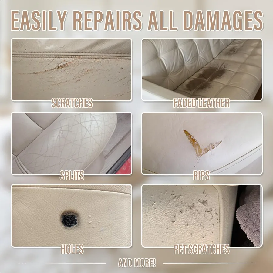 طقم تصليح الجلود الكريمية للأثاث لمقاعد السيارة الأريكة قارب أريكة سترة ومحفظة إصلاح الخدش والتمزق على الاصطناعي فو G