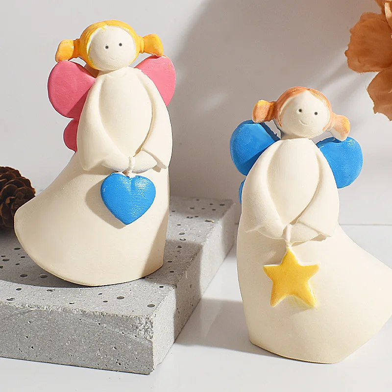 

Ангел Девушка Свеча Гипсовые Формы DIY Платье Выдувные Девушки Держится Звезда Сердце Мыло Свеча Силиконовая Форма Орнамент Форма Для Эпоксидной Смолы