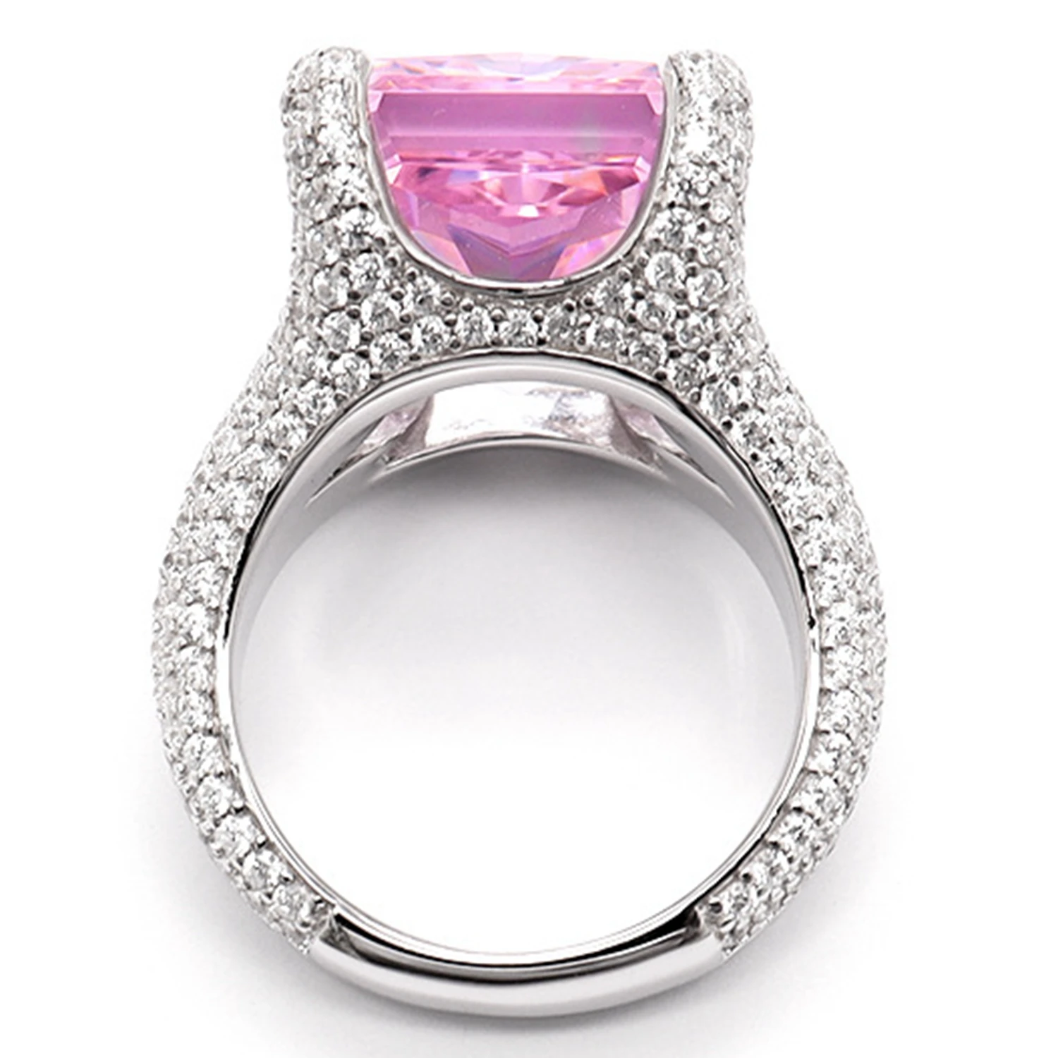 KQDANCE Vinatge Große Größe High Craft 925er Silber Synthetischer rosa Zirkon Carobon Diamant Edelstein Ring Edlen Schmuck Frauen Party