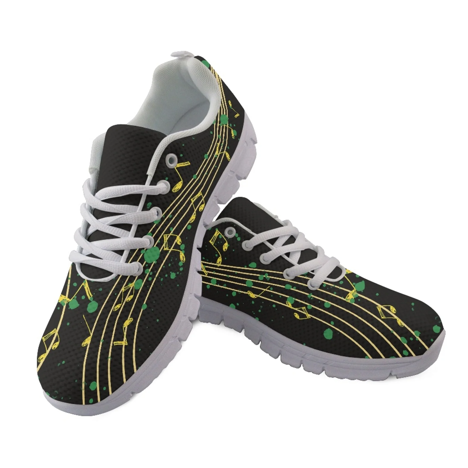 Coloranimal Brazil Music Notes Tennis Shoes Mesh & EVA Sole Fashion Sneakers Lightweight Athletic Footwear for Women