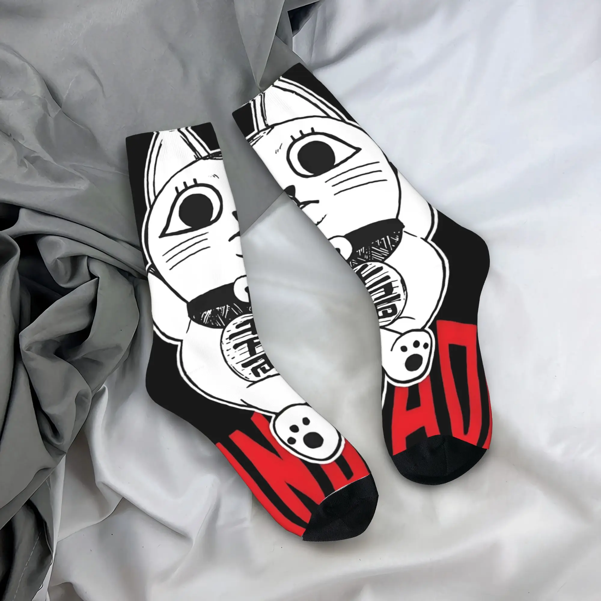 

Носки с изображением кота Dandadan, нескользящие чулки, мужские мягкие дышащие спортивные носки для бега, зимние винтажные носки с узором