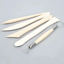 5pcs/Set 6inch Wood Wax Carving Crafts Wooden Clay Sculpting Tools Ploymer Sculpture Clays Pottery Sharpers Modeling Tool Set