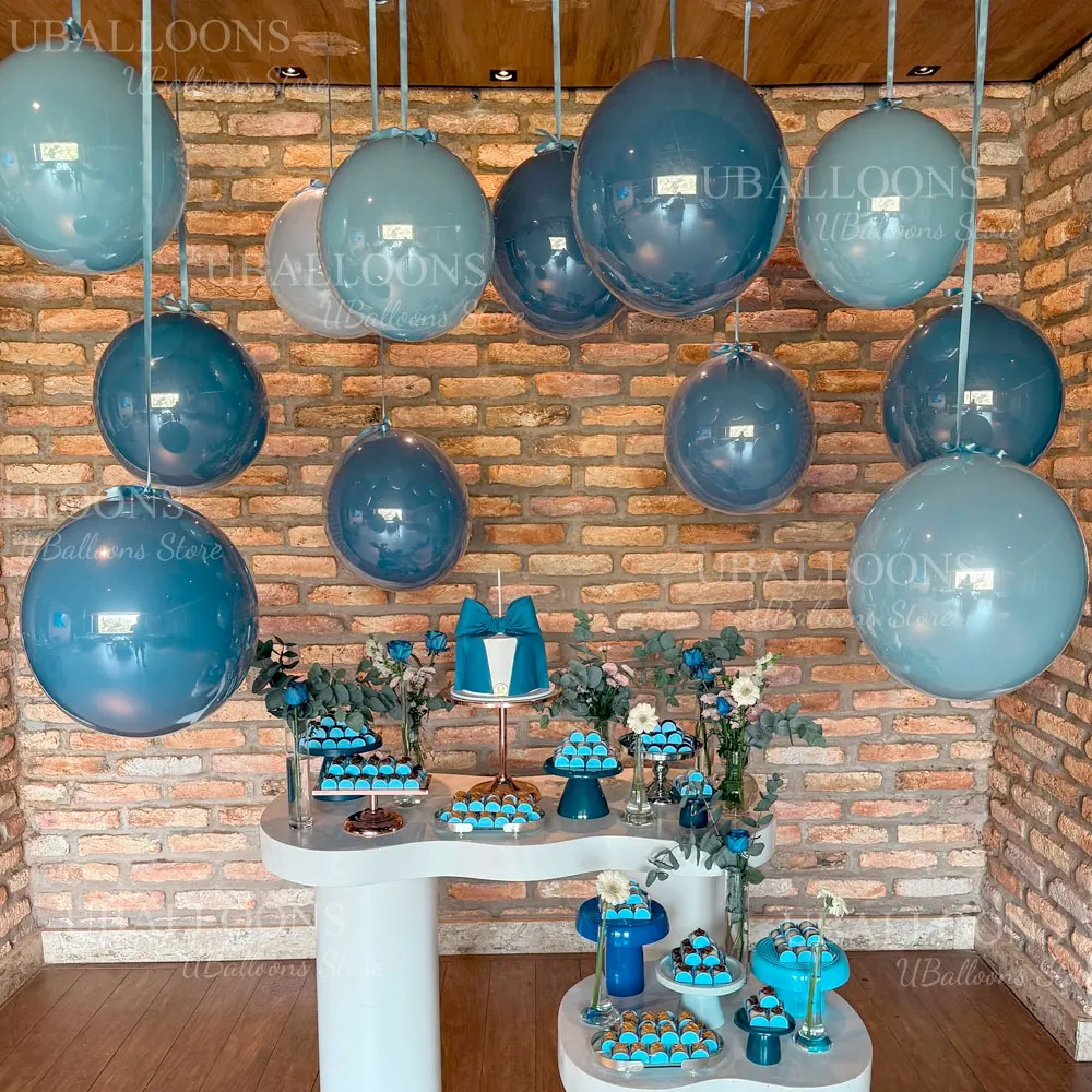 10 Stück Pastellfarbene Staubblaue Luftballons mit Band 10/12/18'' Boho Haze Blaue Ballons für Geburtstag Babyparty Hintergrunddekoration