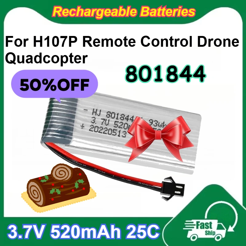 

801844 3.7V 520mAh Rechargeable Polymer Lithium Batteries 25C Magnification for H107P Remote Control Quadcopter Drone