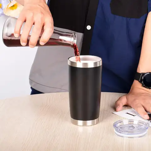 वैक्यूम इंसुलेटेड डबल वॉल कॉफ़ी ट्रैवल टम्बलर पाउडर कोटेड मग थर्मल कप स्प्लैश प्रूफ स्लाइडिंग ढक्कन के साथ 20 औंस 10 best sales 20 औंस का गिलास - №5