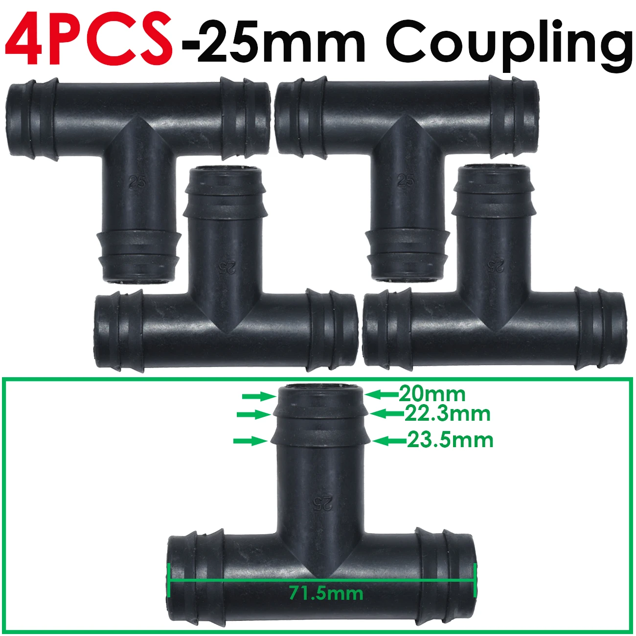 KESLA-conector de púas para tubería de riego de jardín, acoplamientos en t de codo, tapón de extremo, adaptador de microgoteo para jardín, 16, 20,