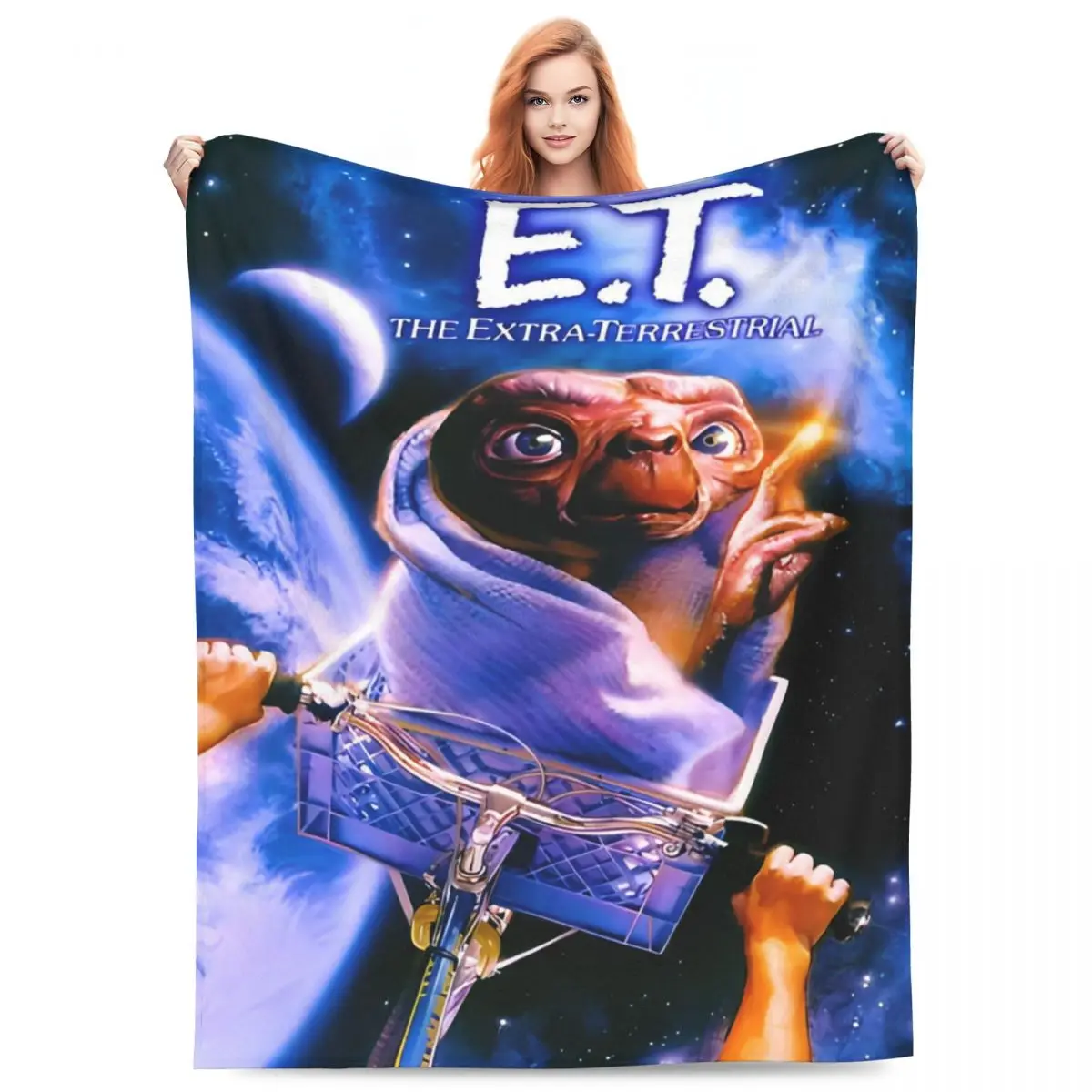 E.T. The Extra Terrestrial (1982) Movierap Fuzzy Blanket Customized Throw Blanket for Home 200x150cm Rug Piece