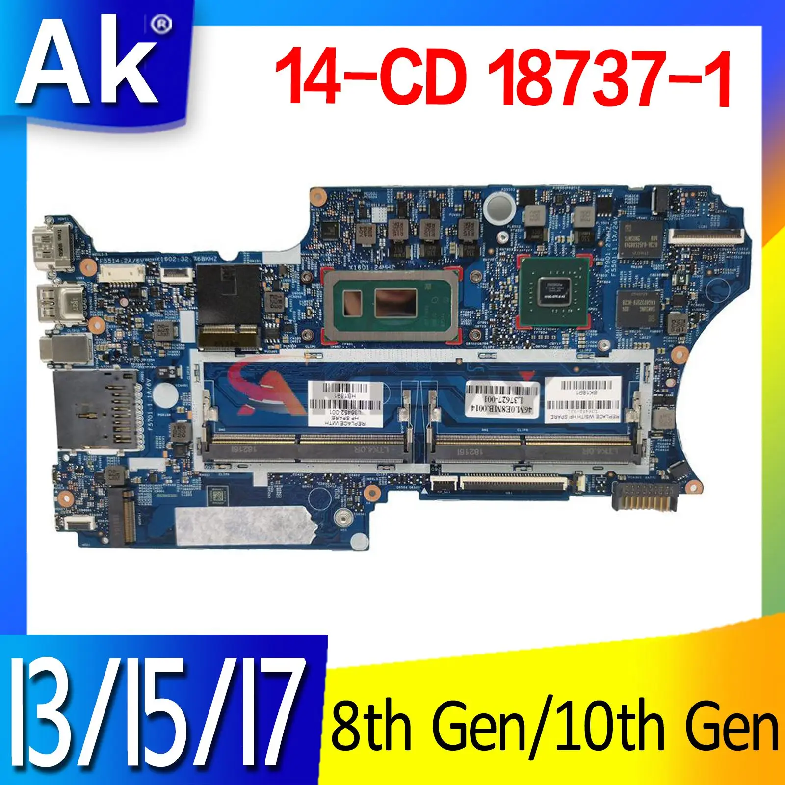 For HP X360 14-CD 14M-CD Laptop Motherboard 18737-1 i3-8145U i5-8265U 940MX 2G N16S-GTR-S-A2 L37627-601 Mainboard Pavillion