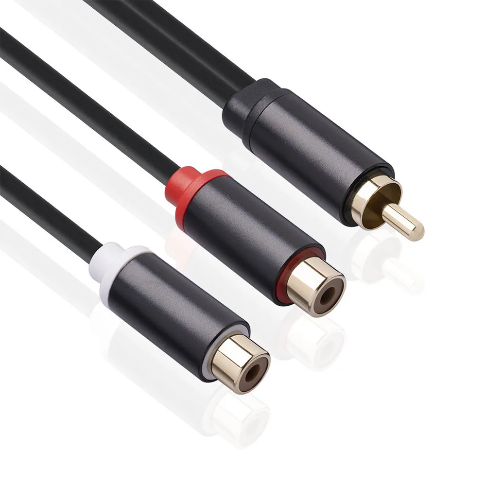 

Full Copper Gold-Plated Head Aluminum Alloy Shell Car Power Amplifier RCA One Male And Two Female Lotus Audio Cable, 1/2