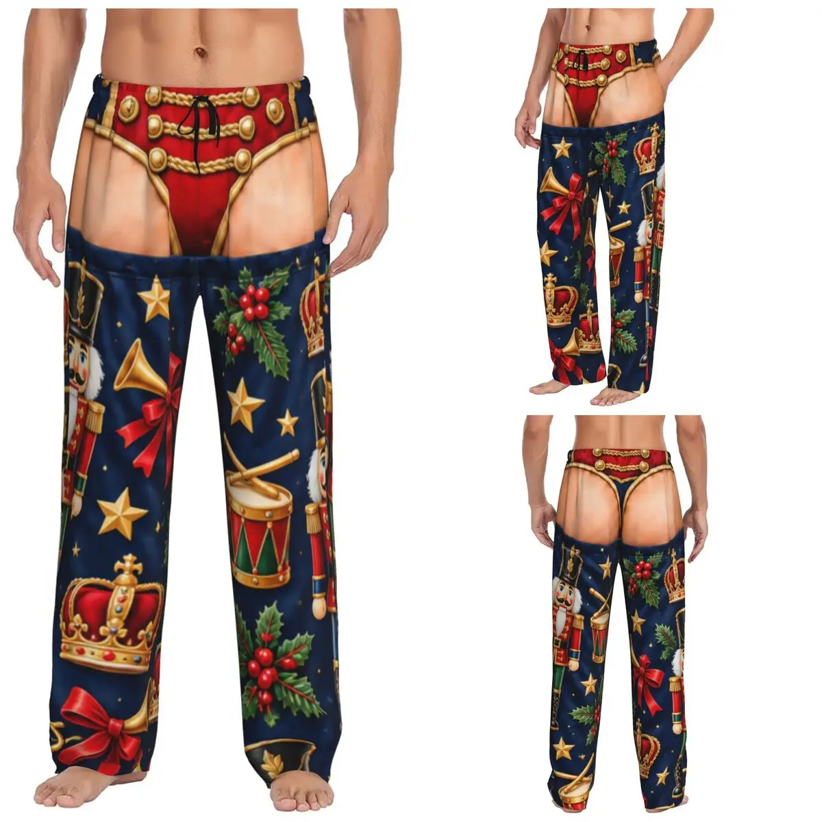 Merry Christmas Santa Claus Snowman Mens Sleep Pants Bottoms Stretch Comfy Pajama Lounge Pants