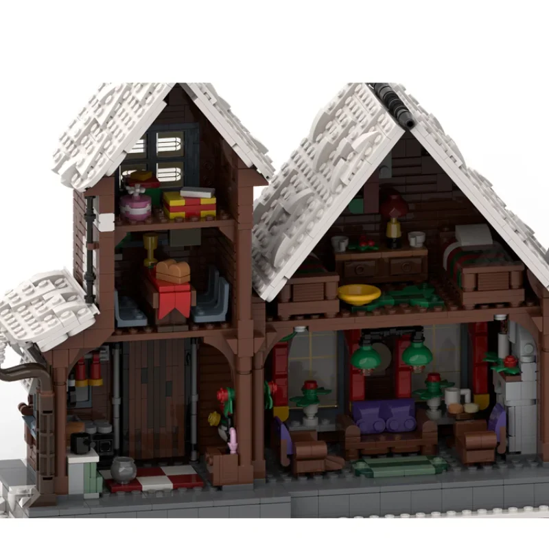 christmas theme holiday season house bricks santa xmas noel cottage blocks natale cabin winter village church moc building set