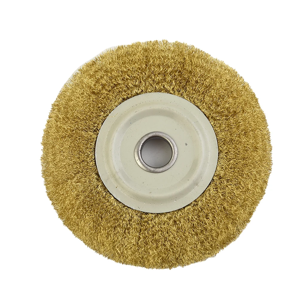 5Inch Wire Brush Pure Copper Wire Wheel Round Brass Brush Soft Wire Brush Wheel For Bench Grinder Metal Polishing Deburring Tool