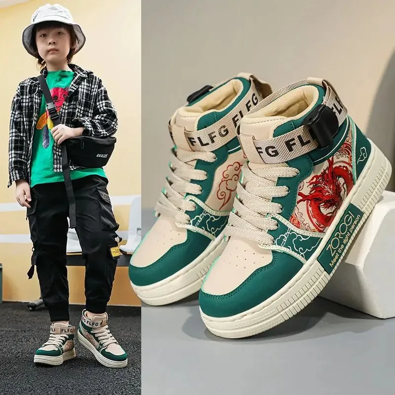 Autumn and Winter New Parent-child High-top Casual Shoes Breathable Non-slip Anti-dirty Children's Sports Shoes for Big Boy Girl