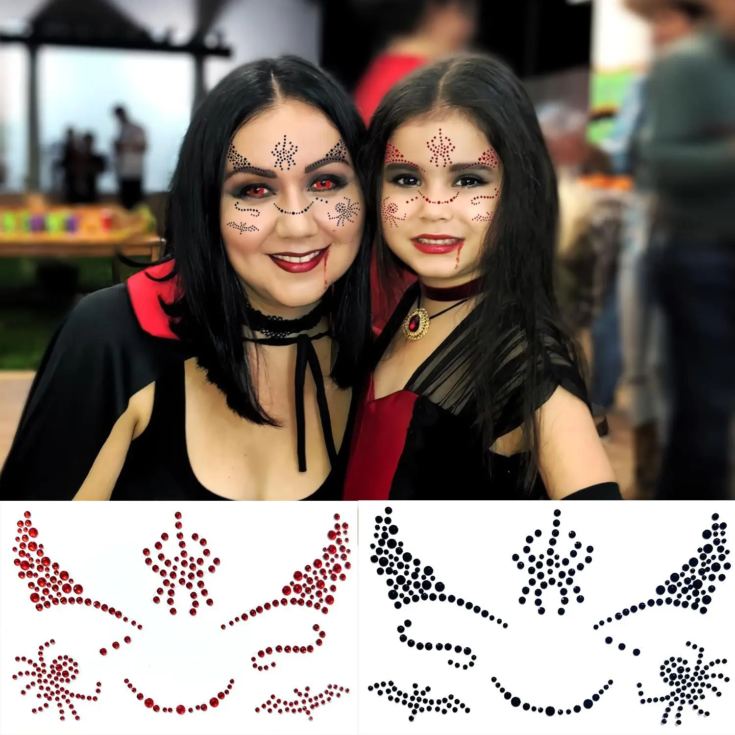 

Face Gems Rhinestone Stickers Waterproof for Halloween Makeup Party Decoration Self Adhesive Easy Apply DIY Supplies
