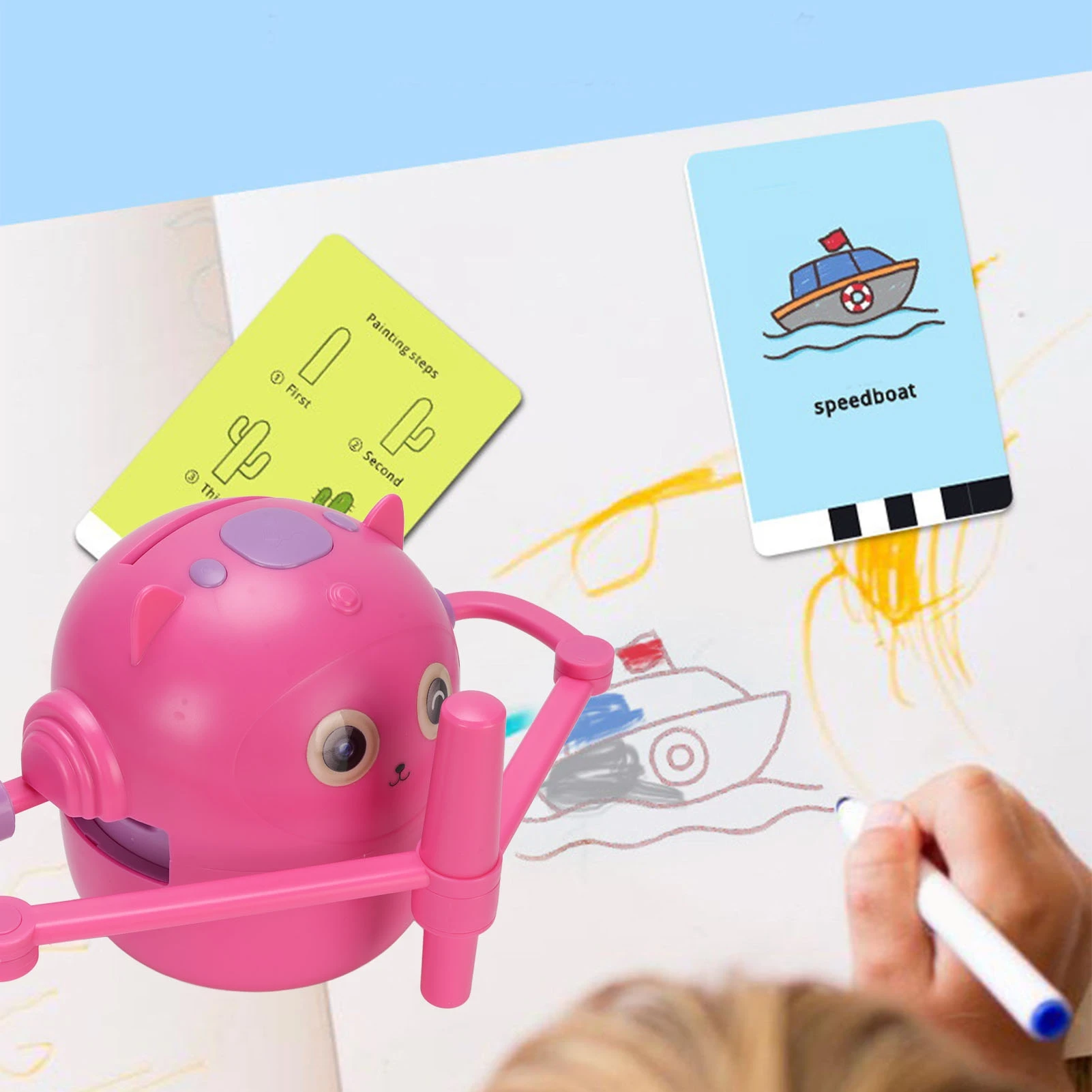 Painting Robot Smart Drawing Robot Educational Interactive Drawing Machine Painting Learning  with 2 Pens 100 Sheets Cards