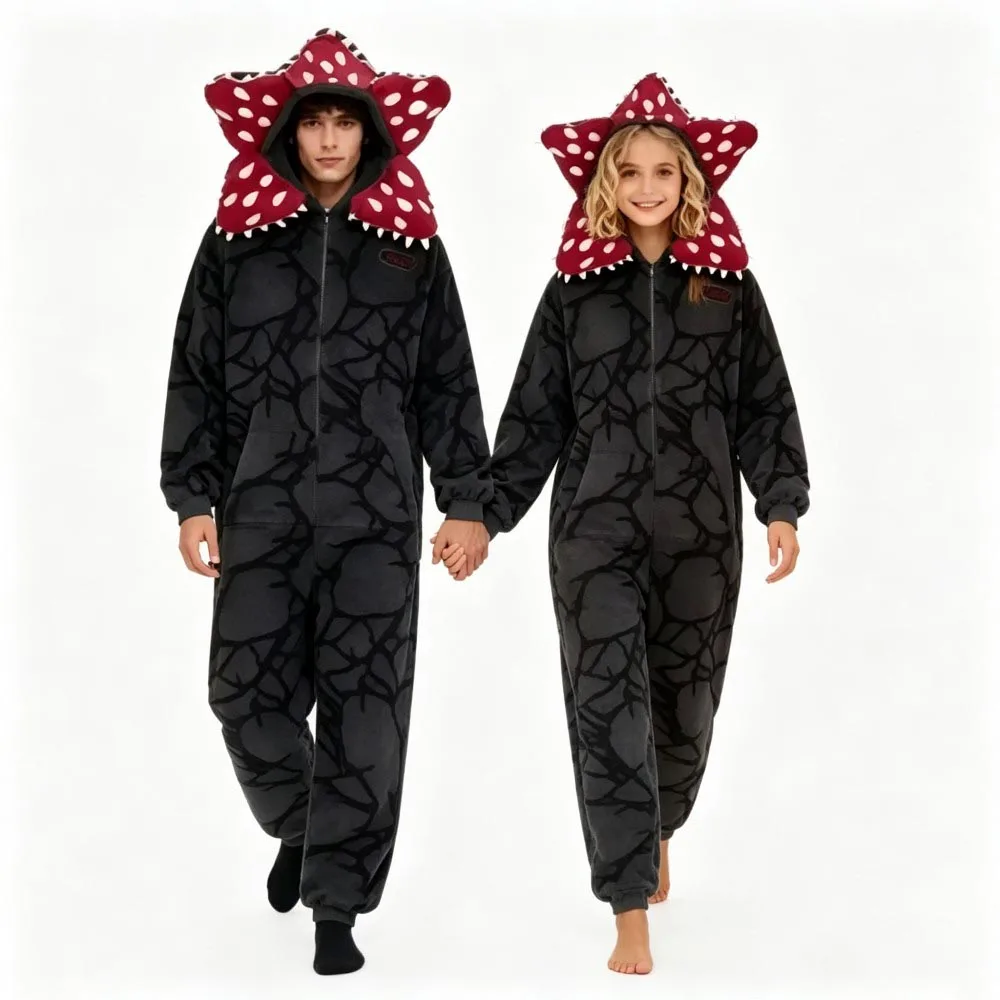 Flower Monster Kigurumi Onesie Family Matching Pajamas Soft Fleece Hooded Jumpsuit Adult Kids Halloween Carnival Cosplay Outfit