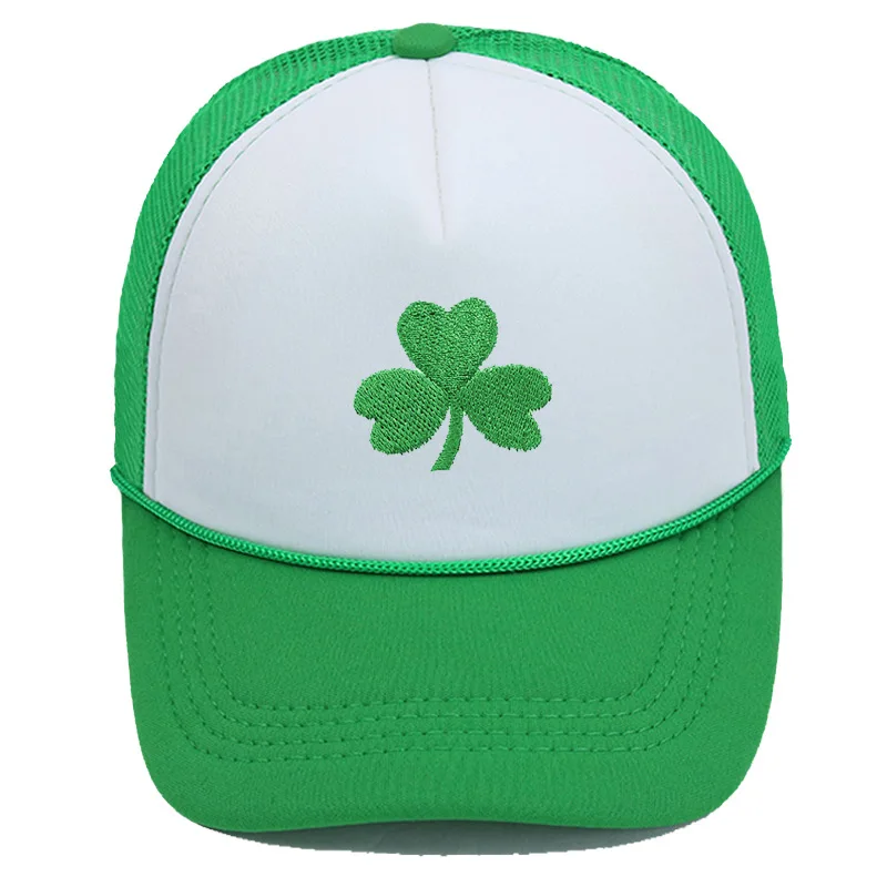 Irish Clover Baseball Cap Embroidered Sponge Mesh Caps Men's and Women's Outdoor Shade Sun Hat Festival Gift