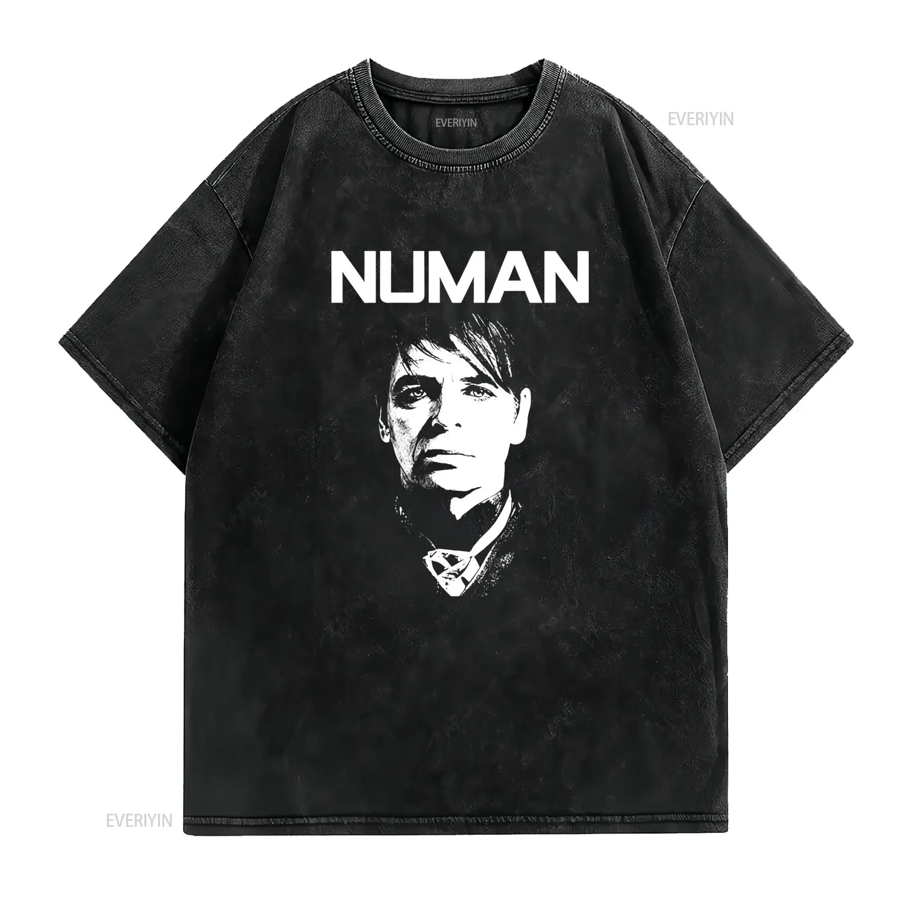 Vintage Gary Numan New Wave Music Black White Portrait Print Casual T Shirt vintage Washed streetwear Comfortable Versatile