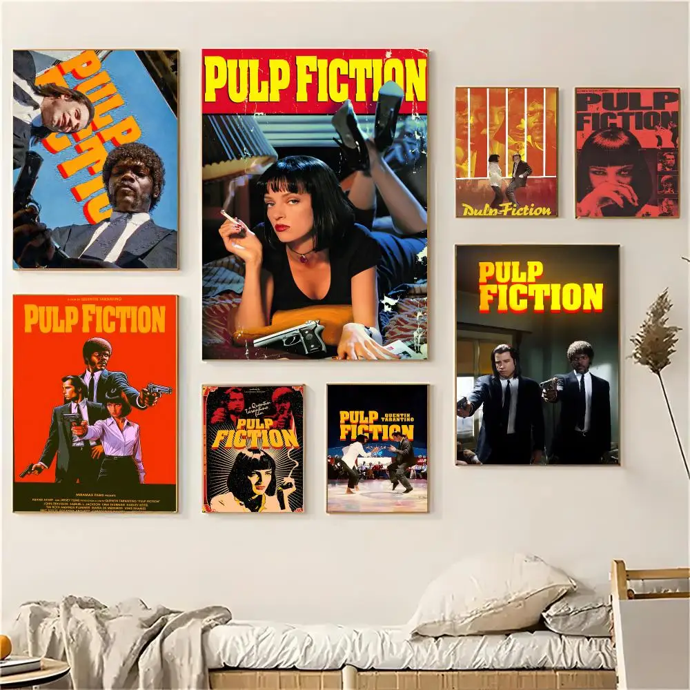 Pulp Fiction movie Poster Self-adhesive Advanced Aesthetic Printing Paper Wall Art for Living Room Home Decor