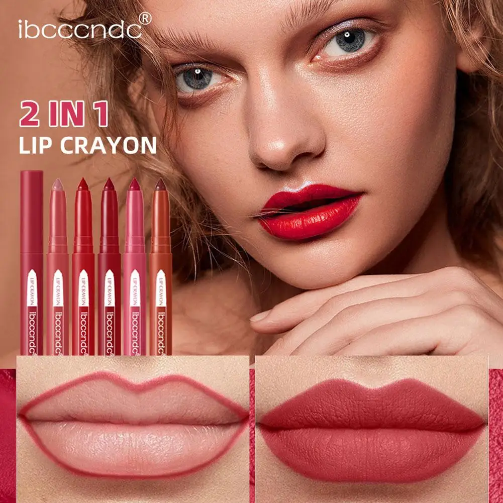 Ibcccndc-delineador de labios dos en uno, resistente al agua, duradero, giratorio, mate, sin maquillaje, lápiz labial sin secado, O6A1, nuevo