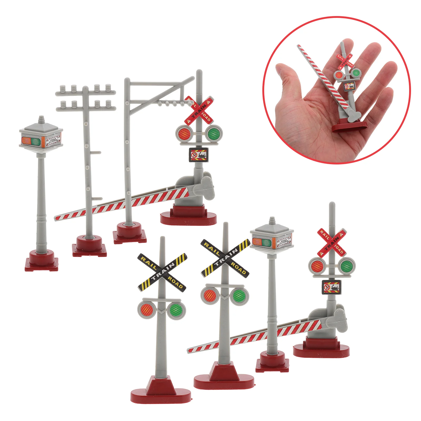 

8 Pcs Track Traffic Sign Model Car Decor Air Conditioning Thermistor Plastic Round Tableware Railroad Miniature Light