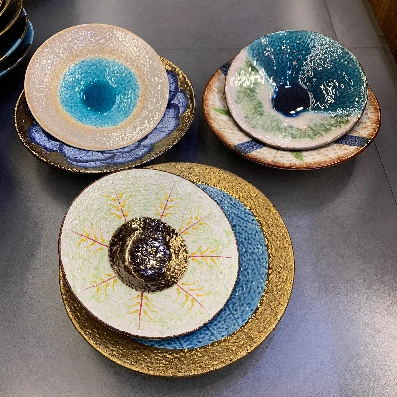 Sashimi bowl, salad bowl, Japanese sushi restaurant's specialty sashimi plate, Japanese cuisine sashimi bowl, ceramic tableware