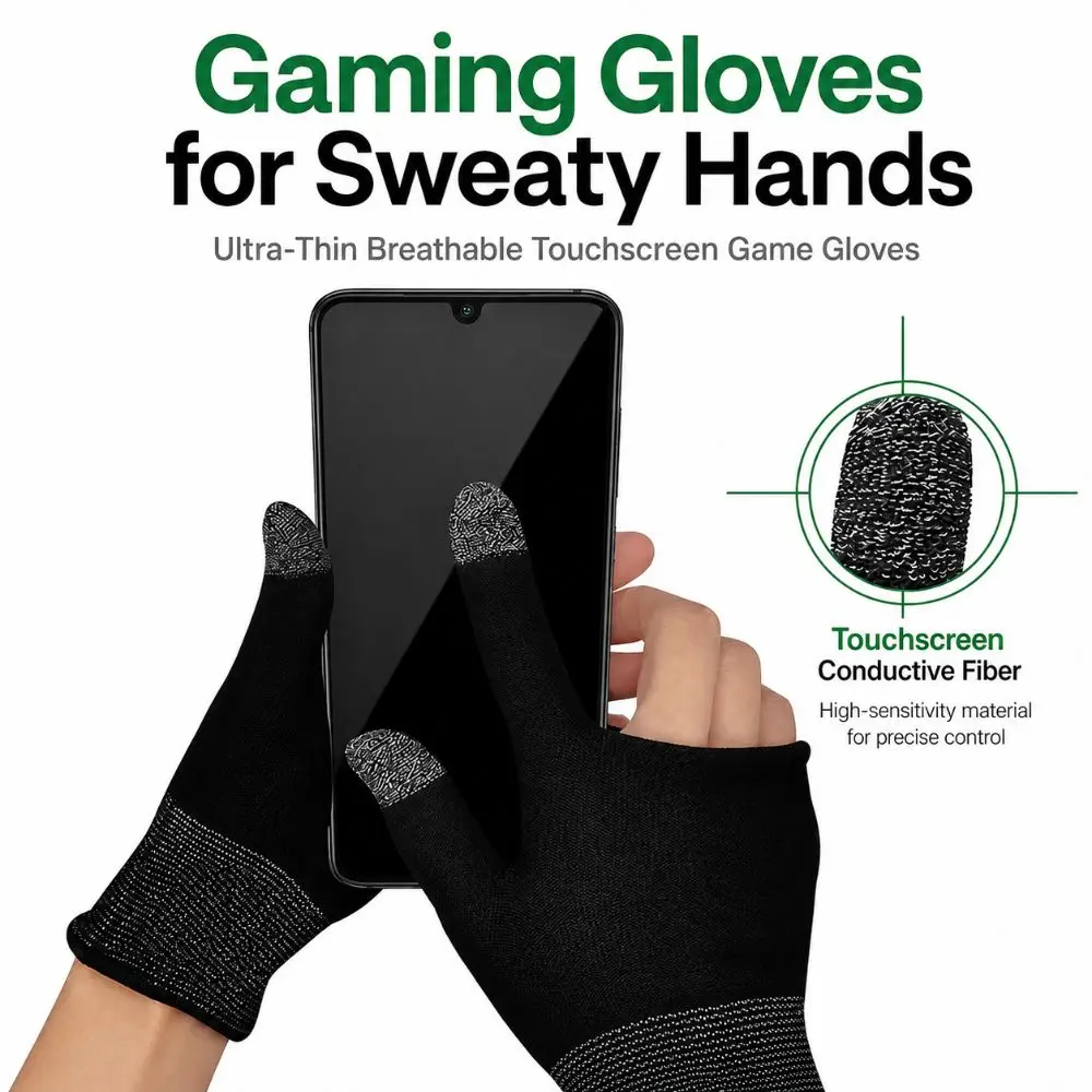 New Non-scratch Gaming Gloves Portable Breathable Finger Thumb Sleeves Black Two-finger Glove