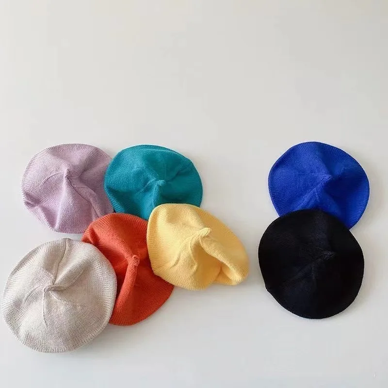 Новое поступление, вязаный детский берет, модная шапка-бини во французском стиле для малышей, мягкая теплая повседневная шапка для младенцев, милая детская зимняя вязаная шапка