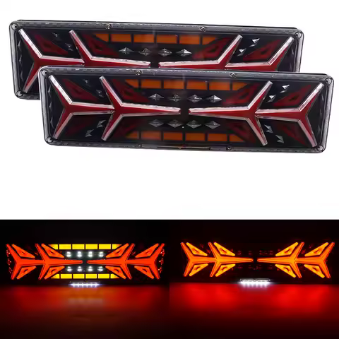 New 2X Dynamic Turn signal Lamp Flowing Turn Signal Brake Stop Warning Light Caravan Lorry Reversing Lamp ATV RV Truck Tail Lamp