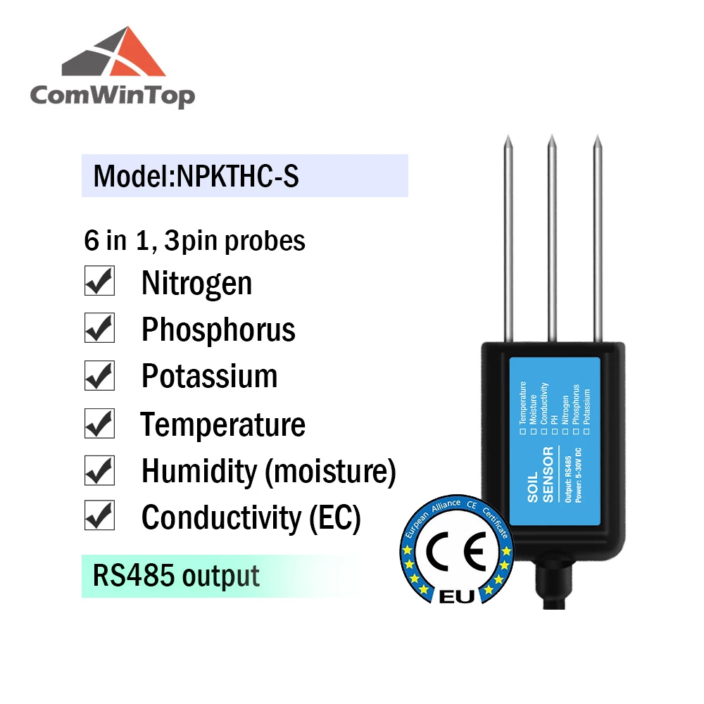 Bodenfeuchtigkeit Temperatur Luftfeuchtigkeit EC PH NPK Sensor mit Optionalem 4-20mA 0-5V RS485 Ausgang