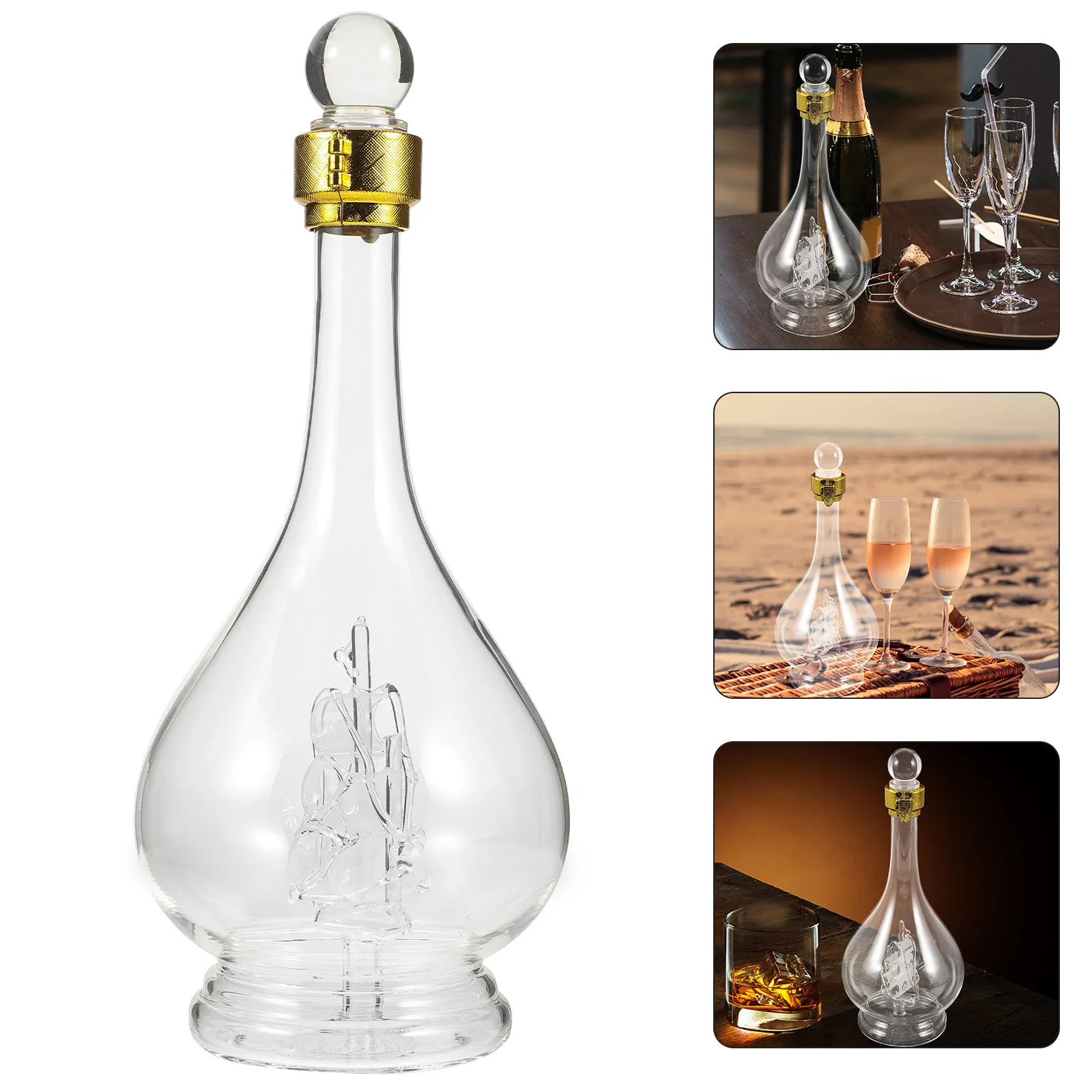 

Декантер для виски в форме парусника, прозрачный, премиум-класса, для вина и ликера, гладкий, полированный, 500 мл