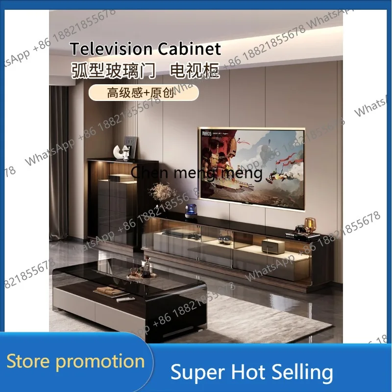 

D46 Итальянский минималистичный шкаф для телевизора со стеклянной дверью для гостиной, дома, новый светлый роскошный напольный шкаф высокого класса