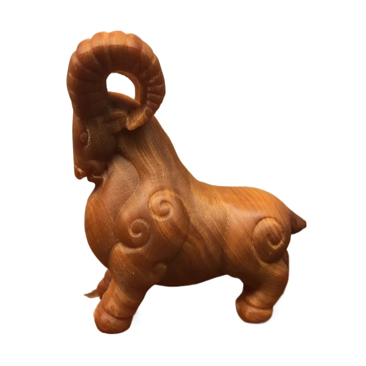 Solid Wood Carving Vintage‑Style Goat Ornament, Hand‑made Pocket Hand Grip, Traditional Chinese Tabletop Display Art Present