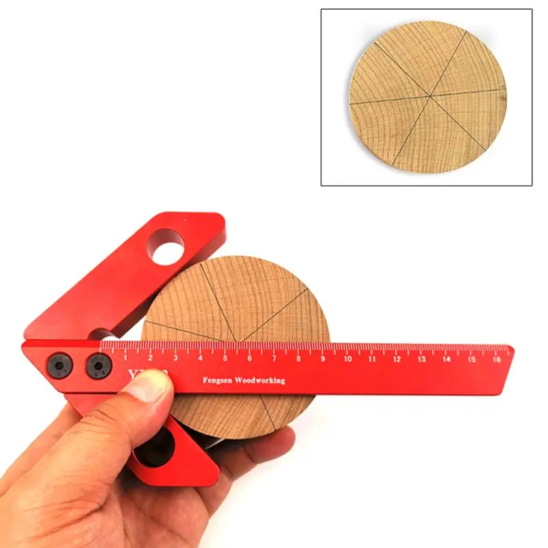 Center Finder, Line Gauge, Woodworking Aluminum Alloy Center Scribe Measuring Tool, 45/90 Degree Right Angle Carpenter Ruler