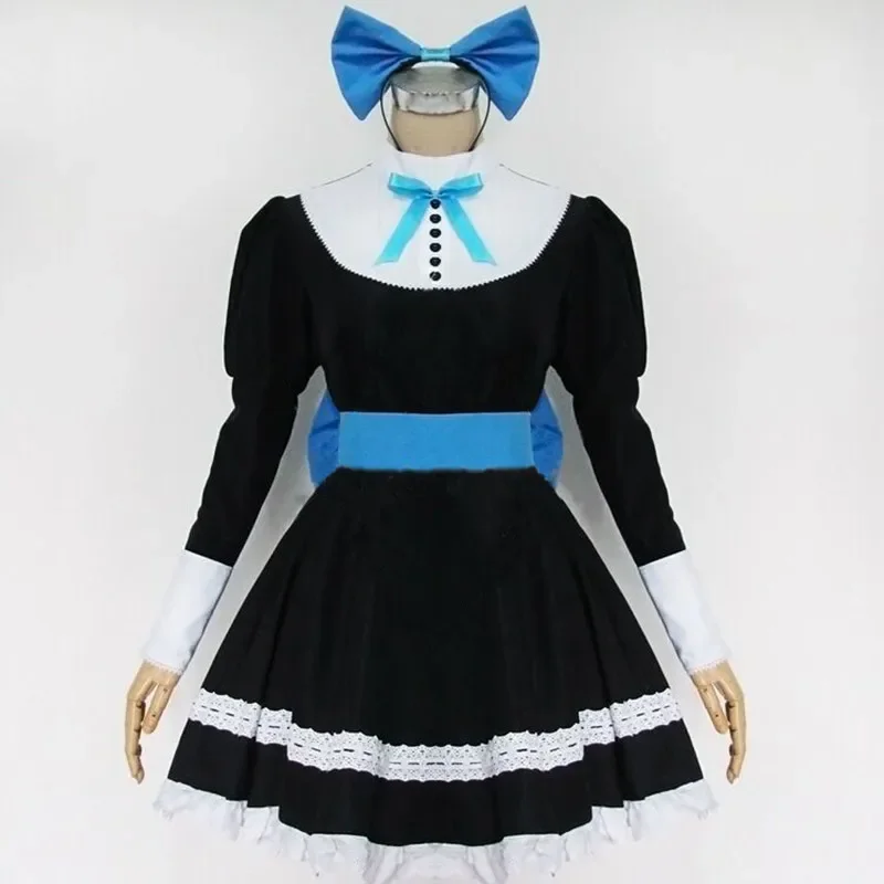 Anime Panty & Stocking With Garterbelt Heroine Anarchy Stocking Black Dress Cosplay Costume Women Lolita Maid Suit Party Uniform