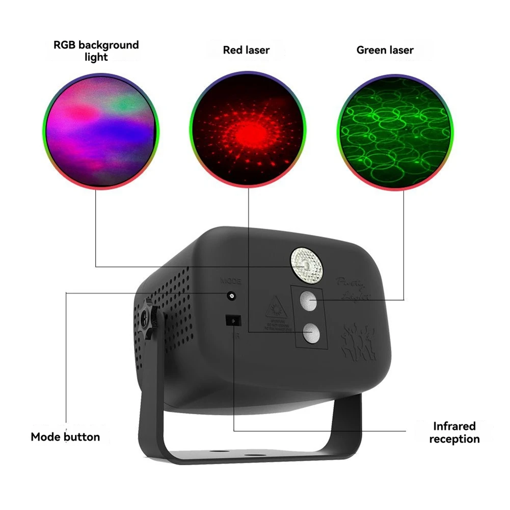 ABSQ-Mini Disco Strobe Lights RGB With Remote Control For Rave Club Dance Bar Gig DJ Lighting