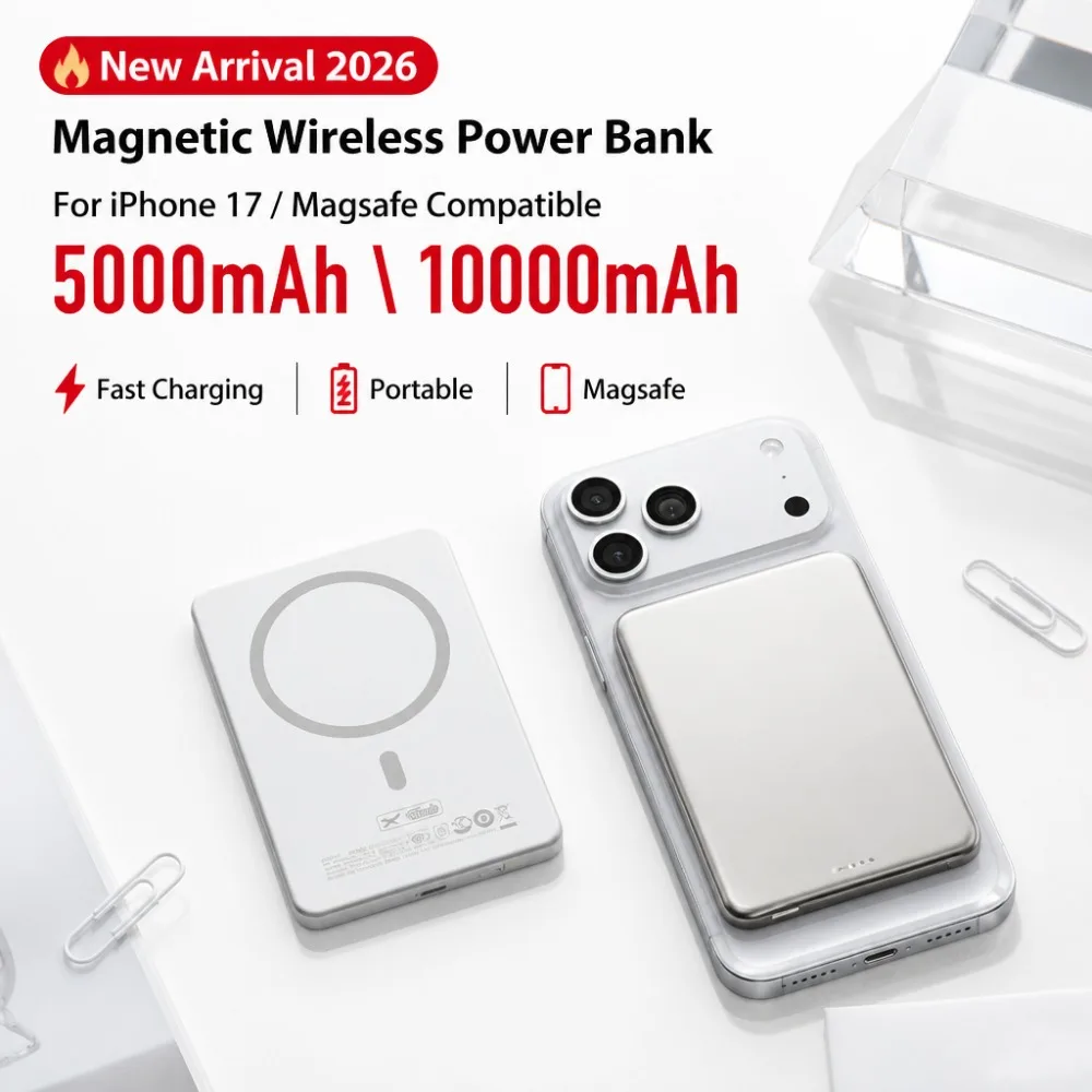 Magnetic Wireless Power Bank 5000mAh 10000mAh for iPhone 17 Magsafe Battery Pack Fast Charging Portable Charger